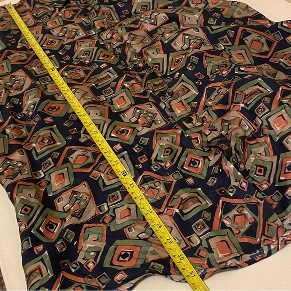 Vintage 90s IMPACT 100% Silk Men's Geometric Button Up M Long Sleeve Shirt Y2K - Picture 10 of 11